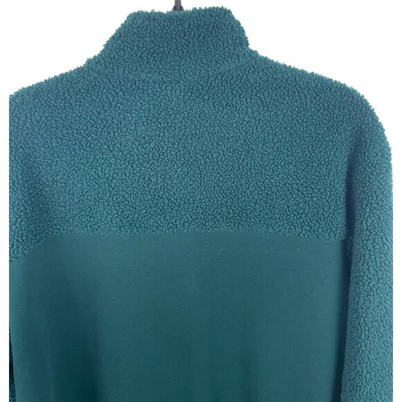 Time and Tru Womens Large Green French Terry Faux Sherpa Pullover Top Sweatshirt - Picture 5 of 8